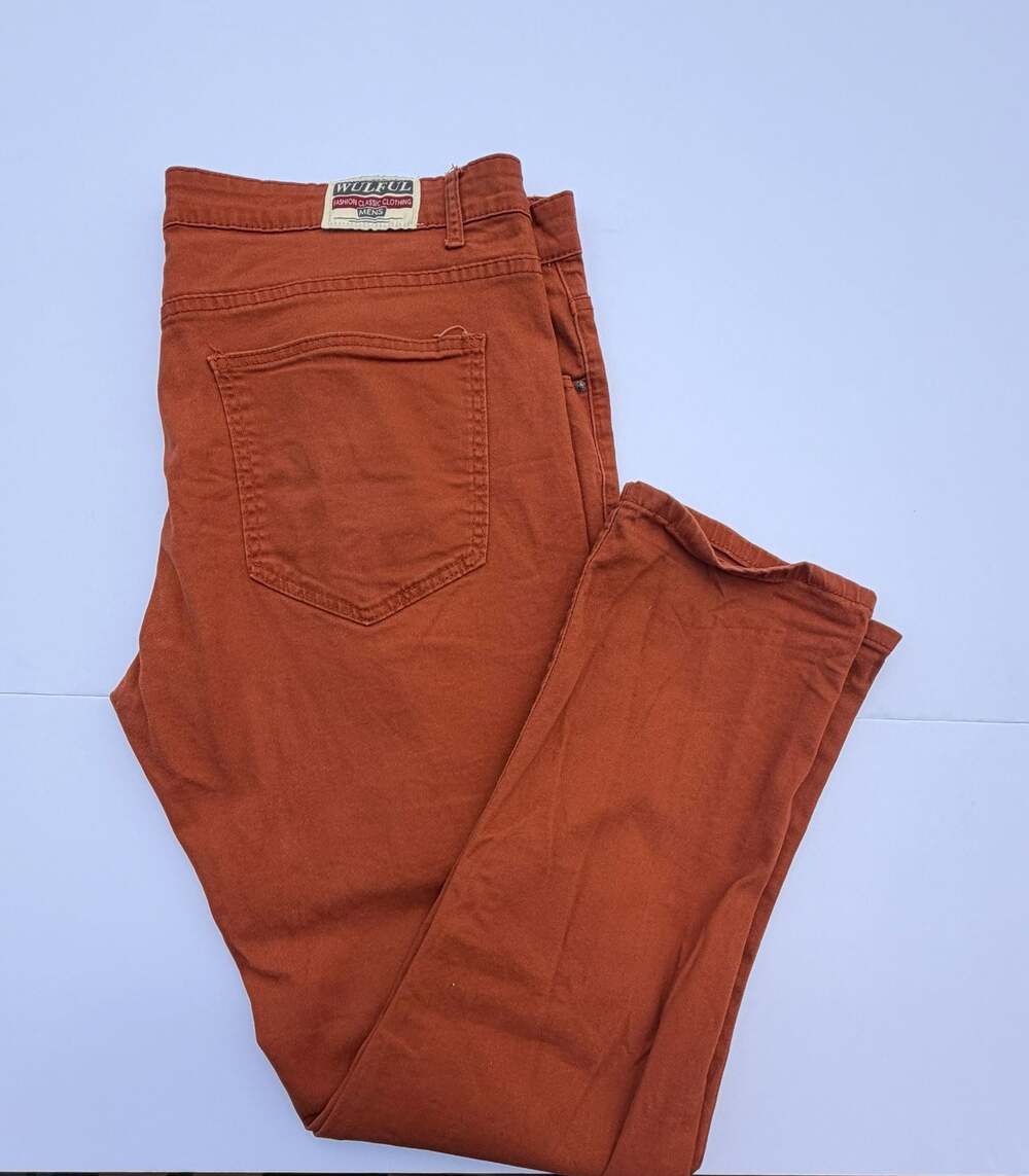 Wulful Mens Orange Fashion Classic Clothing Casual Pants Size 40